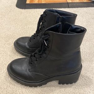 black zip up combat boots